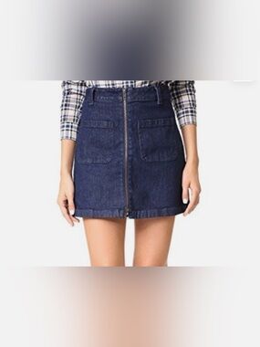Madewell Denim Zipper Mini Jean Skirt 30 Blue Dark Wash Pockets